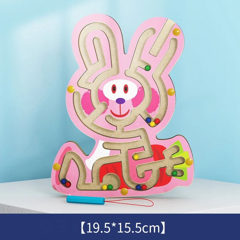 "מבוך מגנטי מעץ בסגנון מונטסורי – משחק חכם לקטנטנים!